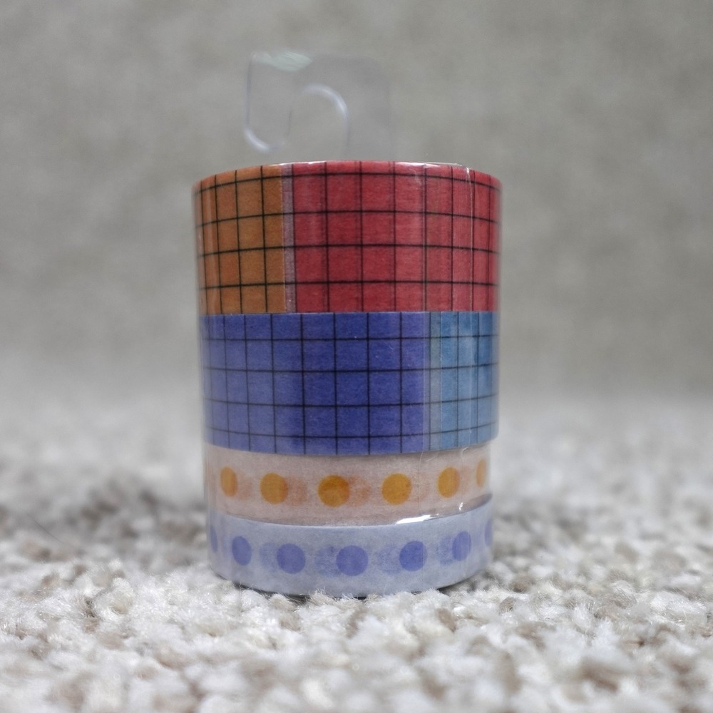 Focused Checklist Functional Washi Tape 4-Pack Grid Dot Multi Color 244923
